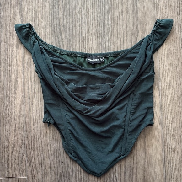 PrettyLittle Thing Corset Mesh Bardot Top - Picture 2 of 7